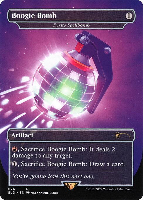 {R}, Sacrifice Pyrite Spellbomb: It deals 2 damage to any target.
{1}, Sacrifice Pyrite Spellbomb: Draw a card.