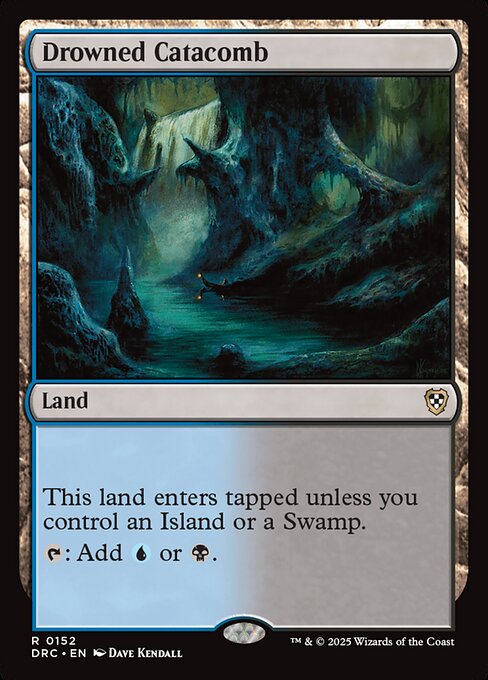 This land enters tapped unless you control an Island or a Swamp.
{T}: Add {U} or {B}.