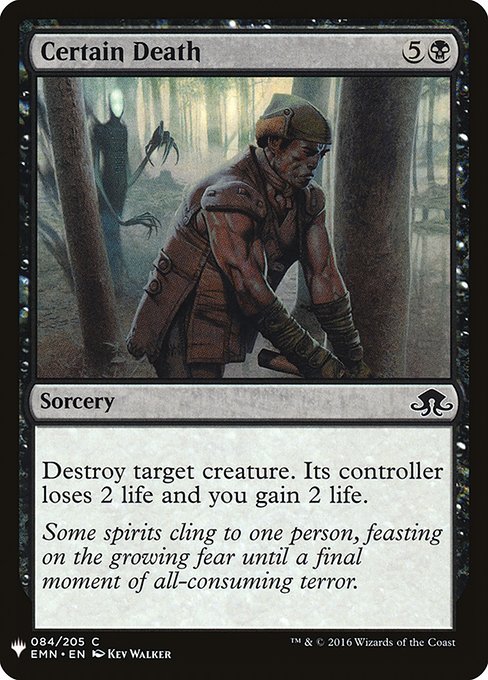 Destroy target creature. Its controller loses 2 life and you gain 2 life.