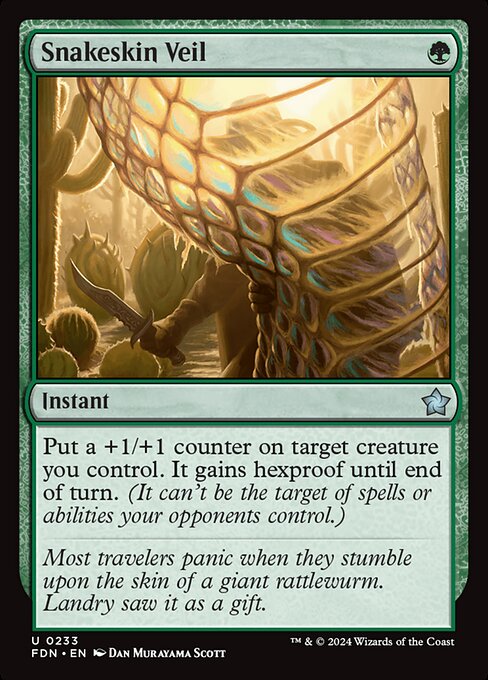 Put a +1/+1 counter on target creature you control. It gains hexproof until end of turn. (It can't be the target of spells or abilities your opponents control.)