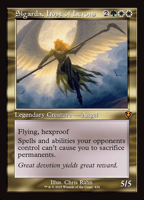 Flying, hexproof
Spells and abilities your opponents control can't cause you to sacrifice permanents.