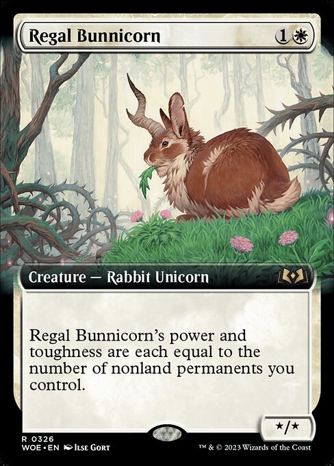Regal Bunnicorn's power and toughness are each equal to the number of nonland permanents you control.