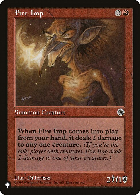 When Fire Imp enters, it deals 2 damage to target creature.
