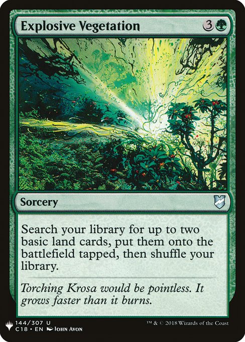 Search your library for up to two basic land cards, put them onto the battlefield tapped, then shuffle.