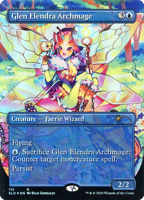Flying
{U}, Sacrifice Glen Elendra Archmage: Counter target noncreature spell.
Persist (When this creature dies, if it had no -1/-1 counters on it, return it to the battlefield under its owner's control with a -1/-1 counter on it.)