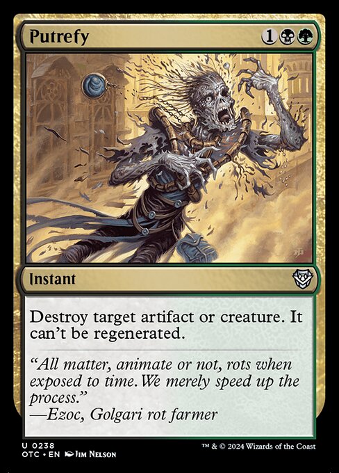 Destroy target artifact or creature. It can't be regenerated.