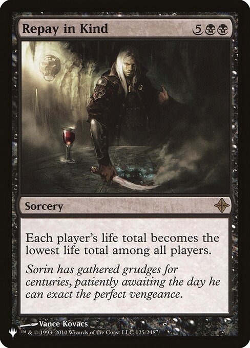 Each player's life total becomes the lowest life total among all players.