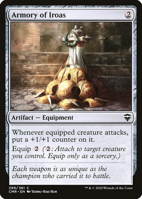 Whenever equipped creature attacks, put a +1/+1 counter on it.
Equip {2} ({2}: Attach to target creature you control. Equip only as a sorcery.)