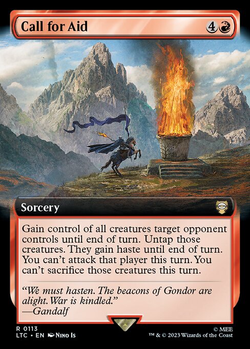 Gain control of all creatures target opponent controls until end of turn. Untap those creatures. They gain haste until end of turn. You can't attack that player this turn. You can't sacrifice those creatures this turn.