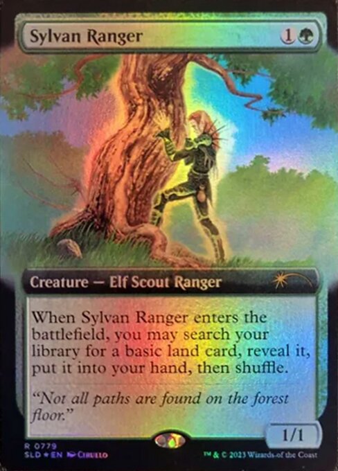 When Sylvan Ranger enters the battlefield, you may search your library for a basic land card, reveal it, put it into your hand, then shuffle.