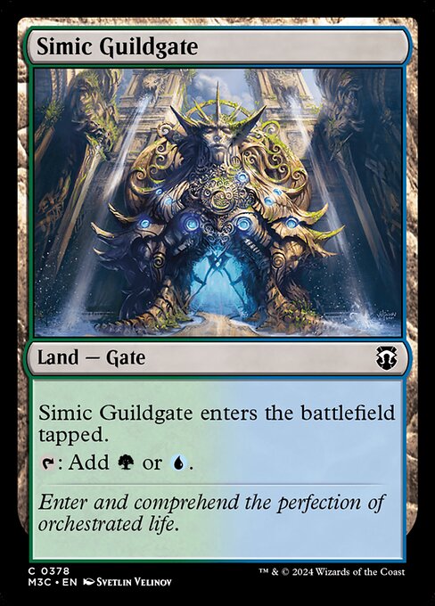Simic Guildgate enters tapped.
{T}: Add {G} or {U}.