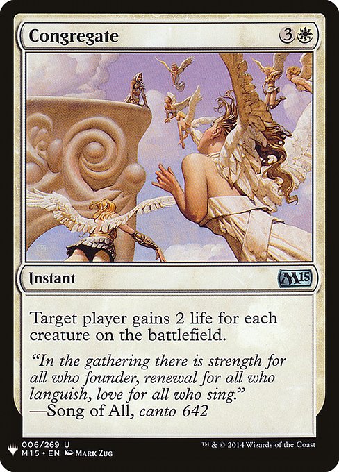 Target player gains 2 life for each creature on the battlefield.