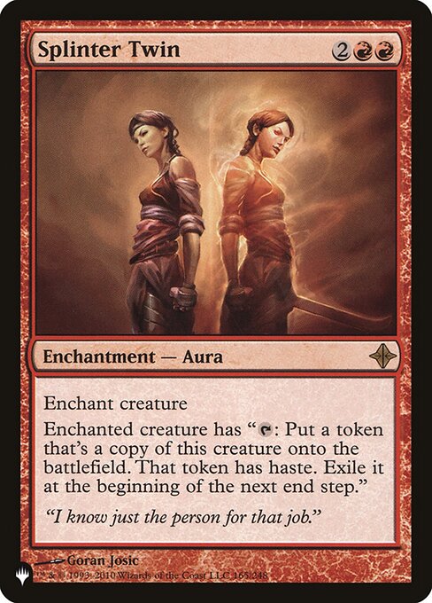 Enchant creature
Enchanted creature has "{T}: Create a token that's a copy of this creature, except it has haste. Exile that token at the beginning of the next end step."