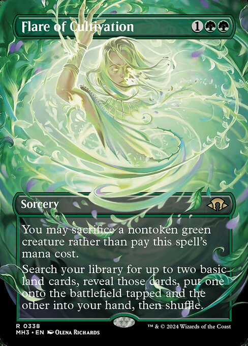 You may sacrifice a nontoken green creature rather than pay this spell's mana cost.
Search your library for up to two basic land cards, reveal those cards, put one onto the battlefield tapped and the other into your hand, then shuffle.