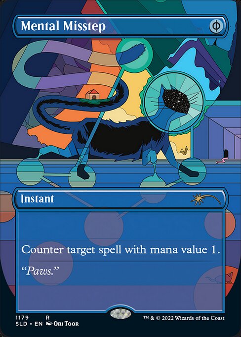 ({U/P} can be paid with either {U} or 2 life.)
Counter target spell with mana value 1.