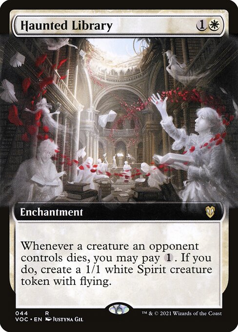 Whenever a creature an opponent controls dies, you may pay {1}. If you do, create a 1/1 white Spirit creature token with flying.