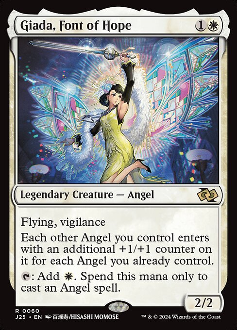 Flying, vigilance
Each other Angel you control enters with an additional +1/+1 counter on it for each Angel you already control.
{T}: Add {W}. Spend this mana only to cast an Angel spell.