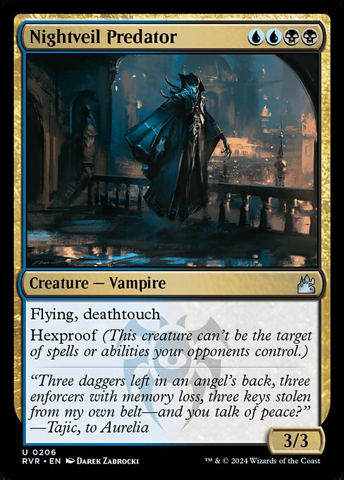 Flying, deathtouch
Hexproof (This creature can't be the target of spells or abilities your opponents control.)