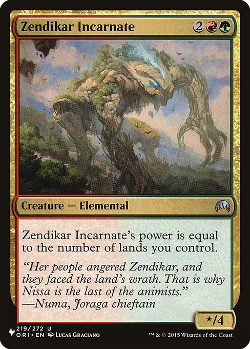 Zendikar Incarnate's power is equal to the number of lands you control.