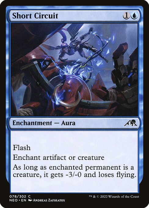 Flash
Enchant artifact or creature
As long as enchanted permanent is a creature, it gets -3/-0 and loses flying.