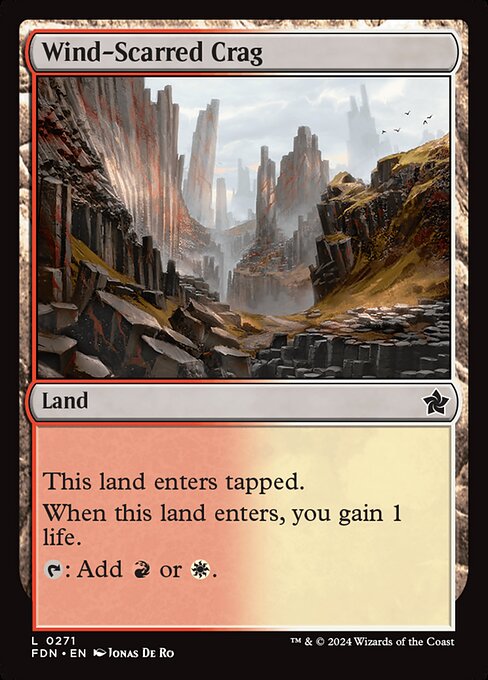 This land enters tapped.
When this land enters, you gain 1 life.
{T}: Add {R} or {W}.