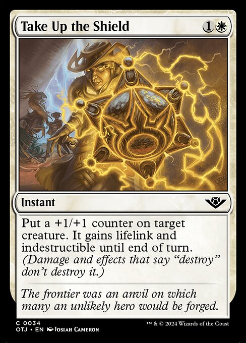 Put a +1/+1 counter on target creature. It gains lifelink and indestructible until end of turn. (Damage and effects that say "destroy" don't destroy it.)