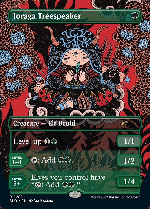 Level up {1}{G} ({1}{G}: Put a level counter on this. Level up only as a sorcery.)
LEVEL 1-4
1/2
{T}: Add {G}{G}.
LEVEL 5+
1/4
Elves you control have "{T}: Add {G}{G}."