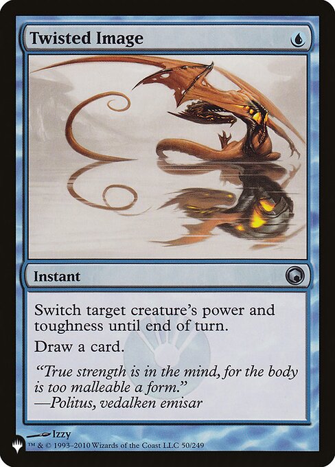 Switch target creature's power and toughness until end of turn.
Draw a card.