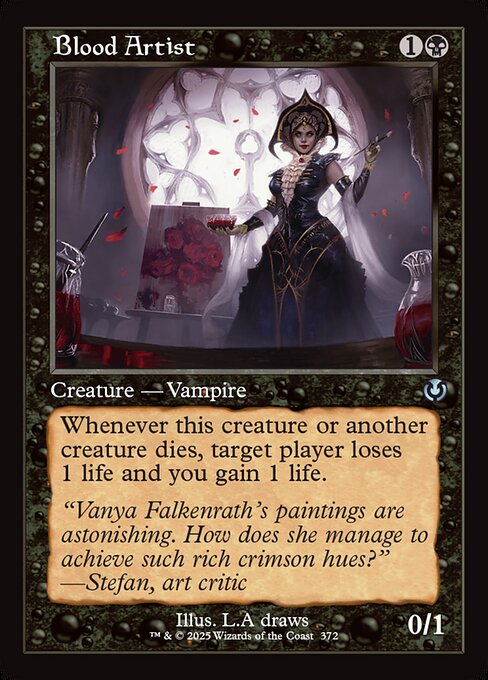 Whenever this creature or another creature dies, target player loses 1 life and you gain 1 life.