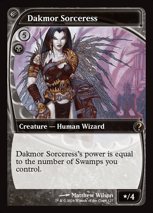 Dakmor Sorceress's power is equal to the number of Swamps you control.