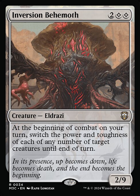 At the beginning of combat on your turn, switch the power and toughness of each of any number of target creatures until end of turn.