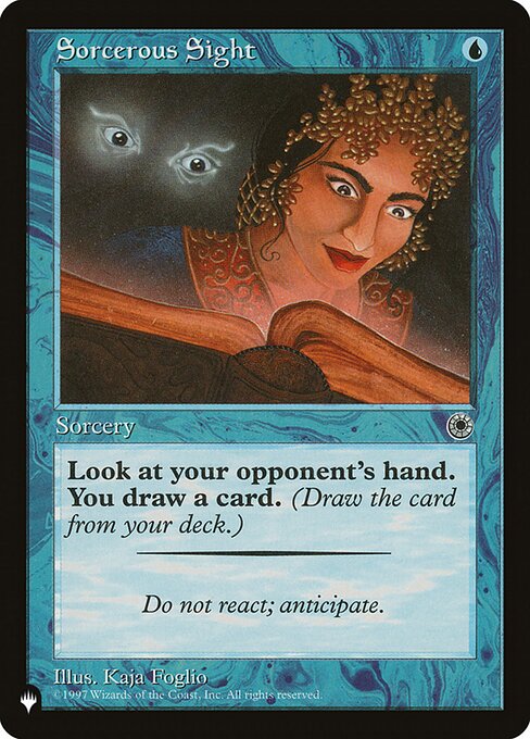 Look at target opponent's hand.
Draw a card.