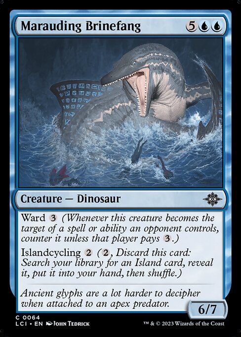 Ward {3} (Whenever this creature becomes the target of a spell or ability an opponent controls, counter it unless that player pays {3}.)
Islandcycling {2} ({2}, Discard this card: Search your library for an Island card, reveal it, put it into your hand, then shuffle.)