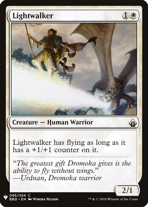 Lightwalker has flying as long as it has a +1/+1 counter on it.