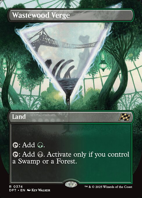 {T}: Add {G}.
{T}: Add {B}. Activate only if you control a Swamp or a Forest.
