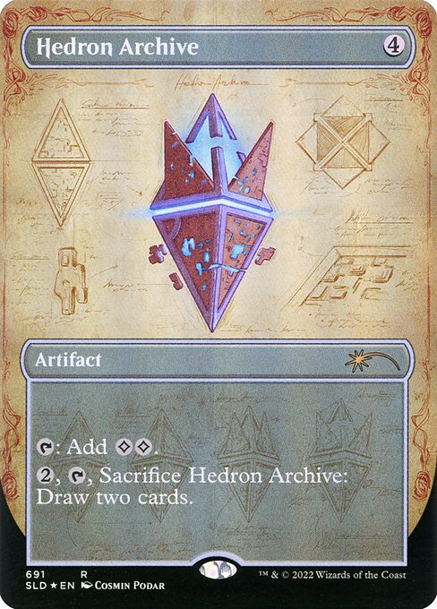 {T}: Add {C}{C}.
{2}, {T}, Sacrifice Hedron Archive: Draw two cards.