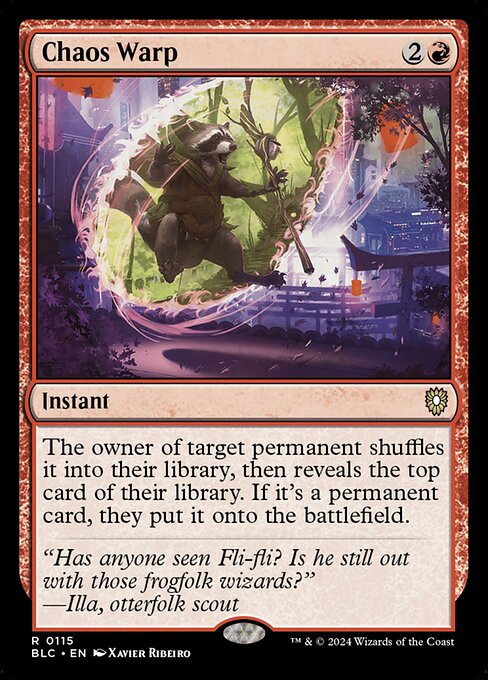 The owner of target permanent shuffles it into their library, then reveals the top card of their library. If it's a permanent card, they put it onto the battlefield.