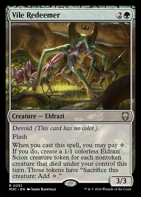 Devoid (This card has no color.)
Flash
When you cast this spell, you may pay {C}. If you do, create a 1/1 colorless Eldrazi Scion creature token for each nontoken creature that died under your control this turn. Those tokens have "Sacrifice this creature: Add {C}."