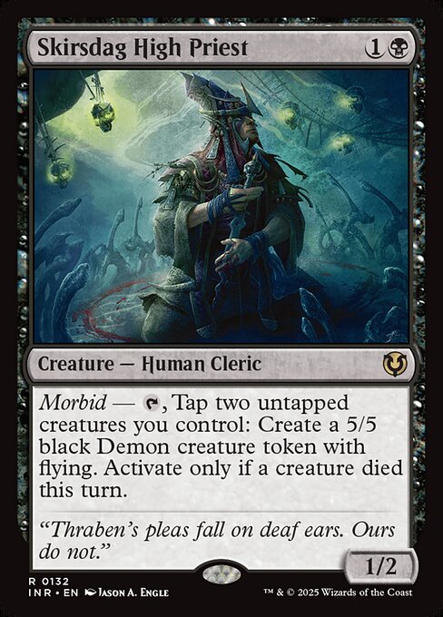 Morbid — {T}, Tap two untapped creatures you control: Create a 5/5 black Demon creature token with flying. Activate only if a creature died this turn.
