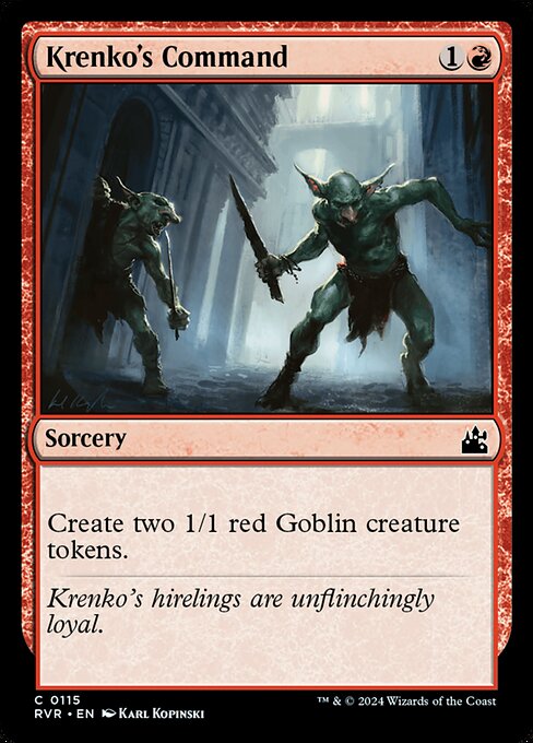 Create two 1/1 red Goblin creature tokens.