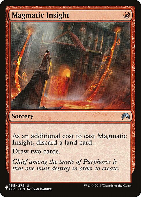 As an additional cost to cast this spell, discard a land card.
Draw two cards.