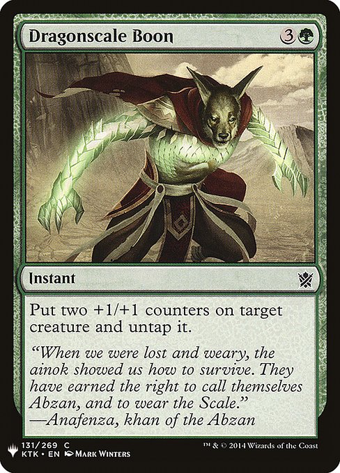 Put two +1/+1 counters on target creature and untap it.