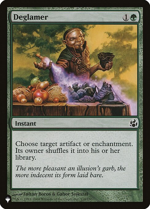 Choose target artifact or enchantment. Its owner shuffles it into their library.