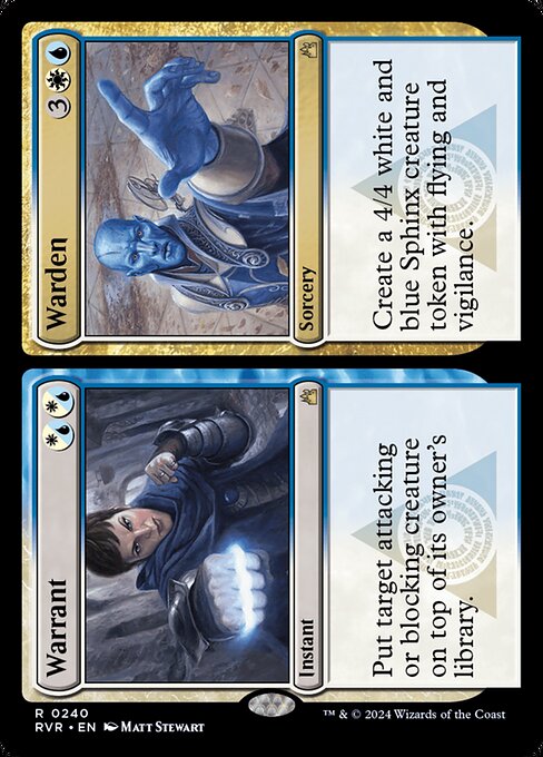 Put target attacking or blocking creature on top of its owner's library.   Create a 4/4 white and blue Sphinx creature token with flying and vigilance.