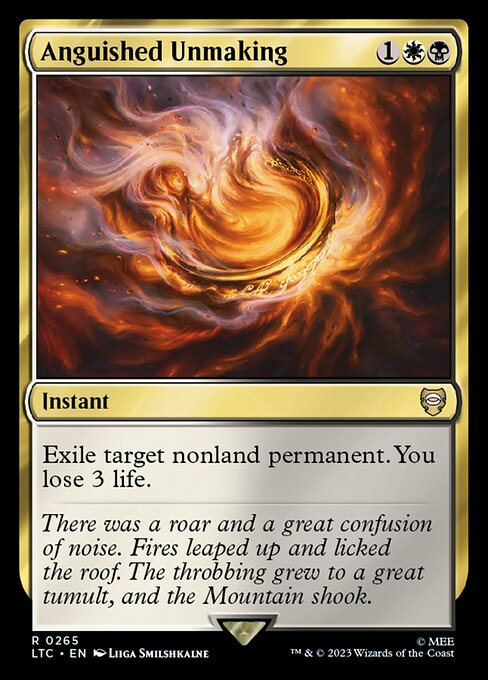 Exile target nonland permanent. You lose 3 life.