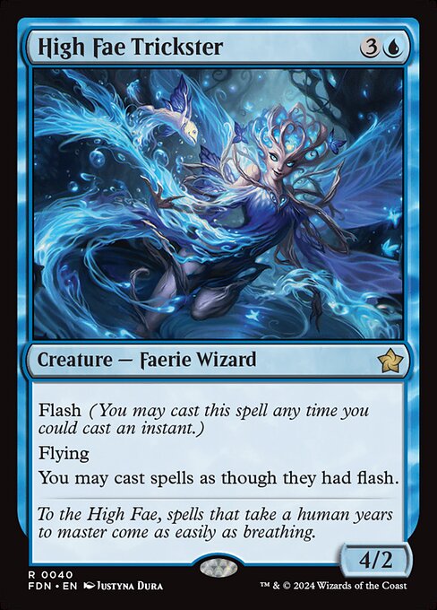 Flash (You may cast this spell any time you could cast an instant.)
Flying
You may cast spells as though they had flash.