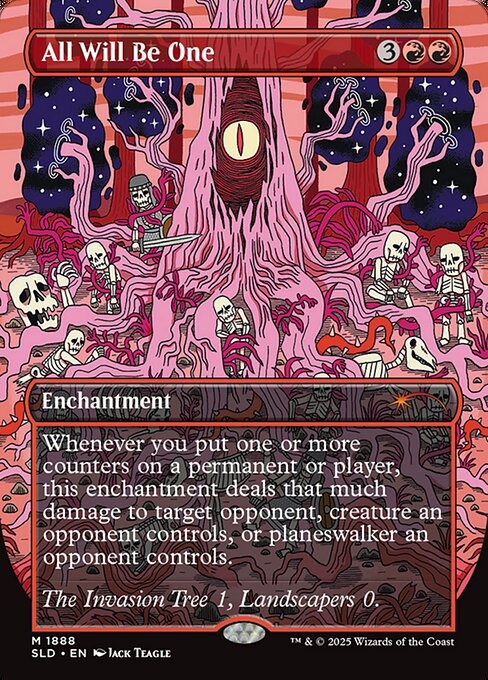 Whenever you put one or more counters on a permanent or player, this enchantment deals that much damage to target opponent, creature an opponent controls, or planeswalker an opponent controls.