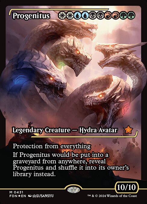 Protection from everything
If Progenitus would be put into a graveyard from anywhere, reveal Progenitus and shuffle it into its owner's library instead.