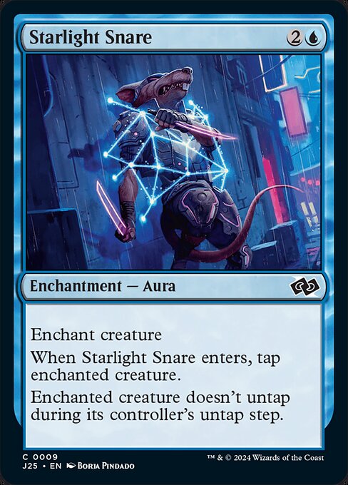 Enchant creature
When Starlight Snare enters, tap enchanted creature.
Enchanted creature doesn't untap during its controller's untap step.