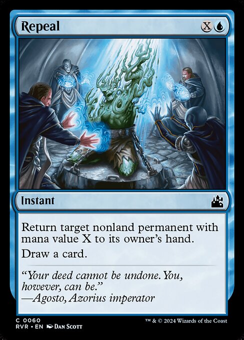 Return target nonland permanent with mana value X to its owner's hand.
Draw a card.